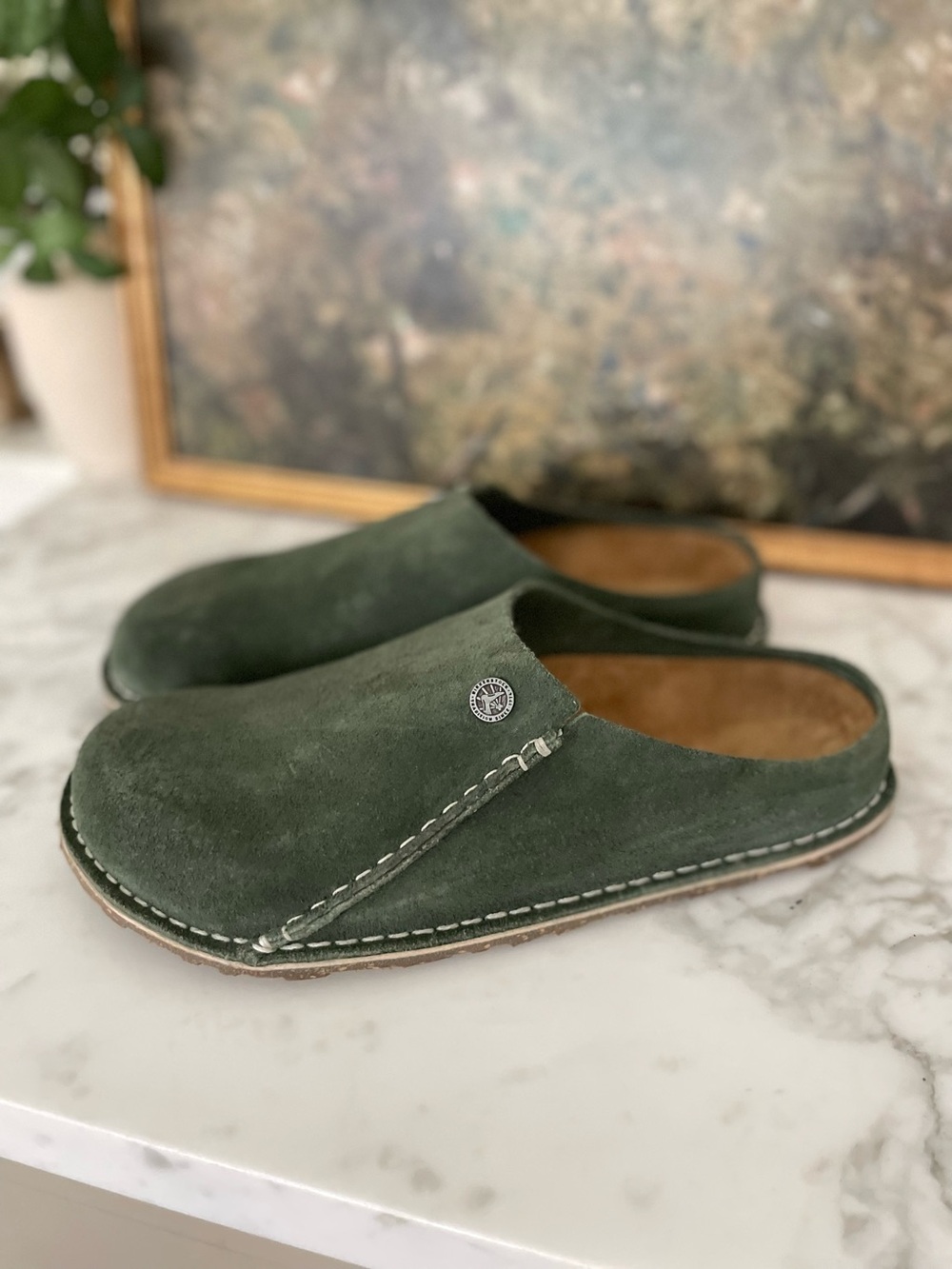 Birkenstock Zermatt Premium Lutry Mules Size 10 (41) Green Suede Clog - Picture 6 of 8